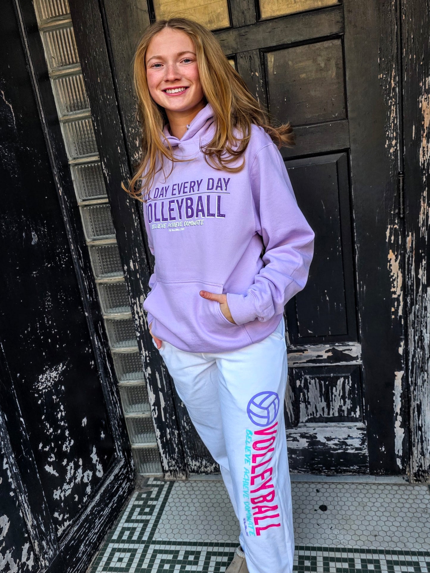 All Day Every Day Volleyball Hoodie-Lilac