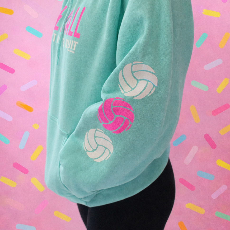Hustle Hit Never Quit Volleyball Hoodie-Mint