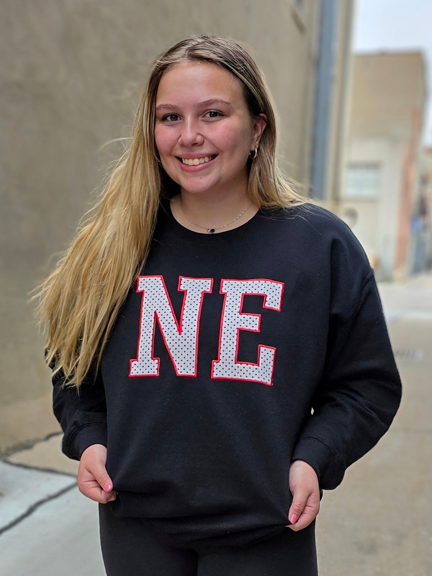 NE White/Red Polka Dot Sweatshirt