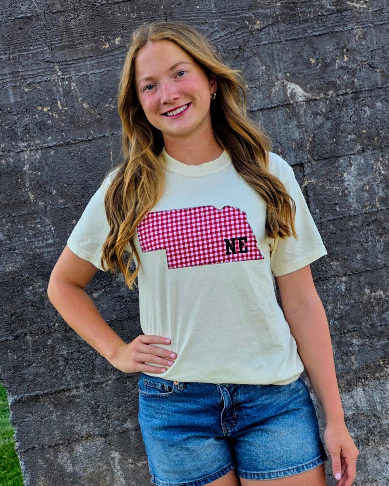 NE Gingham State T-shirt