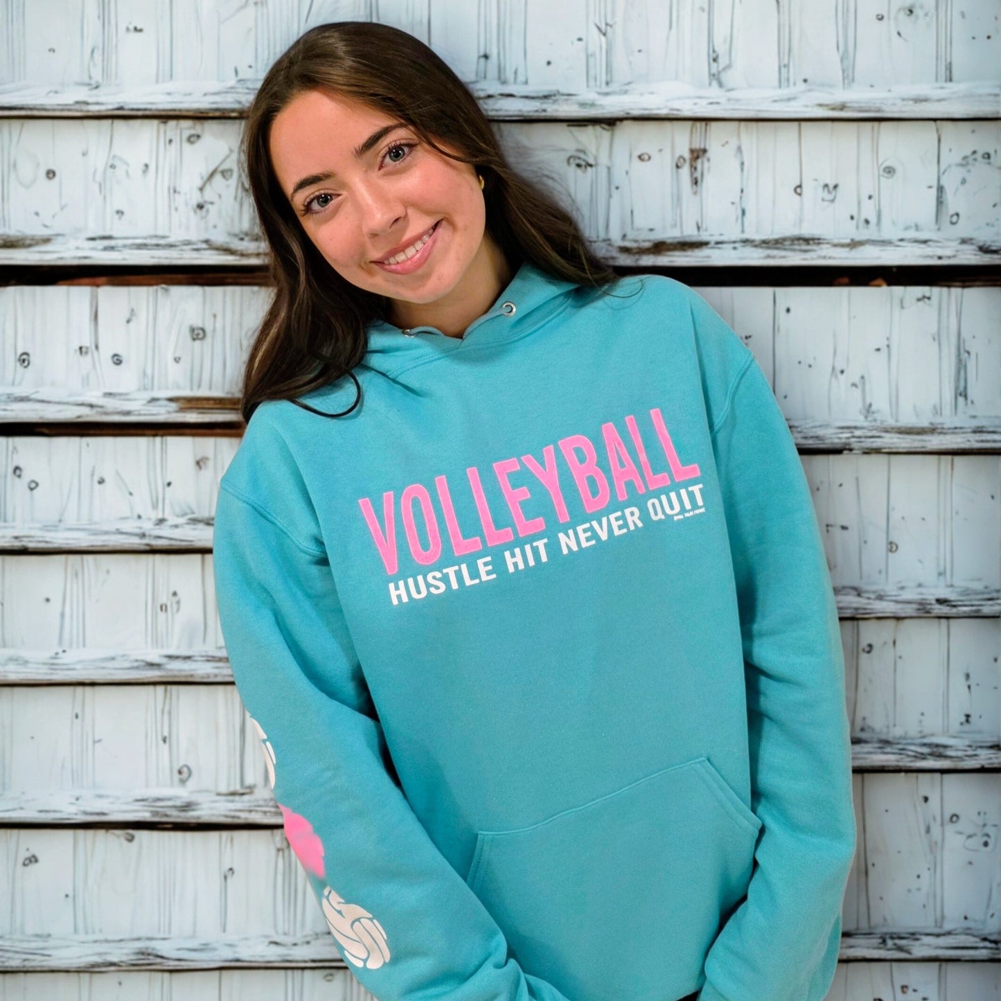 Hustle Hit Never Quit Volleyball Hoodie
