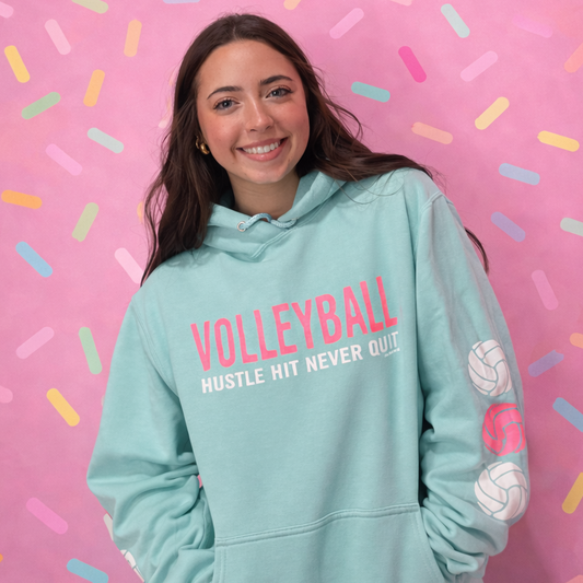 Hustle Hit Never Quit Volleyball Hoodie